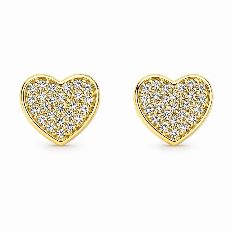 Gold-Plated, Waterproof Heart Earrings